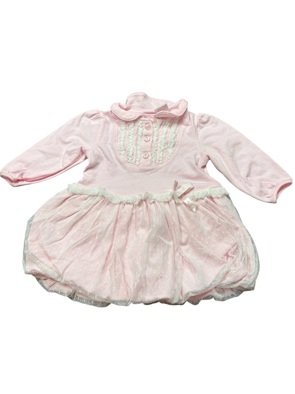 Baby Girl Pink Tulle Bubble Dress Long Sleeve Party Dress